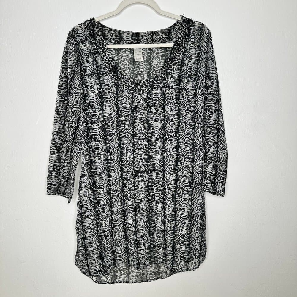 Tommy Bahama Zebra 3/4 Sleeve Sheer Beach Swim Cover Up Size S