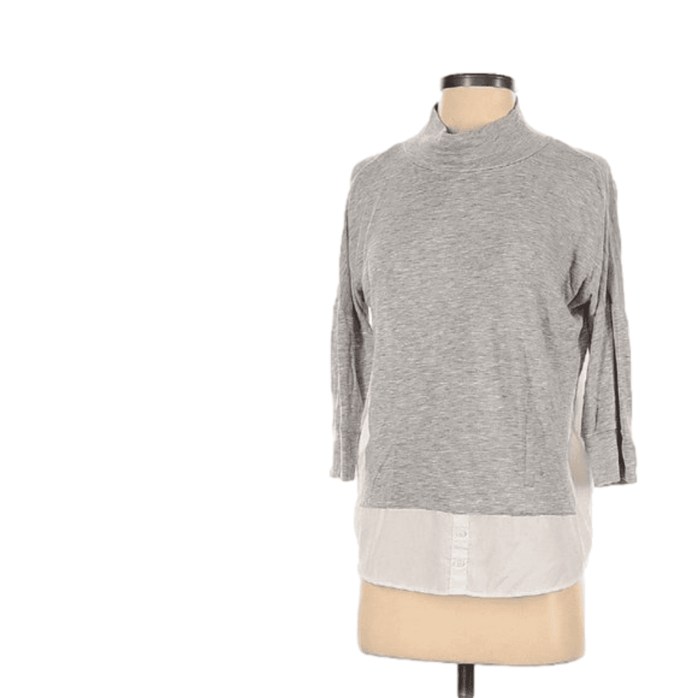 FRENCH Connection Gray & White Long Sleeve Top Size S