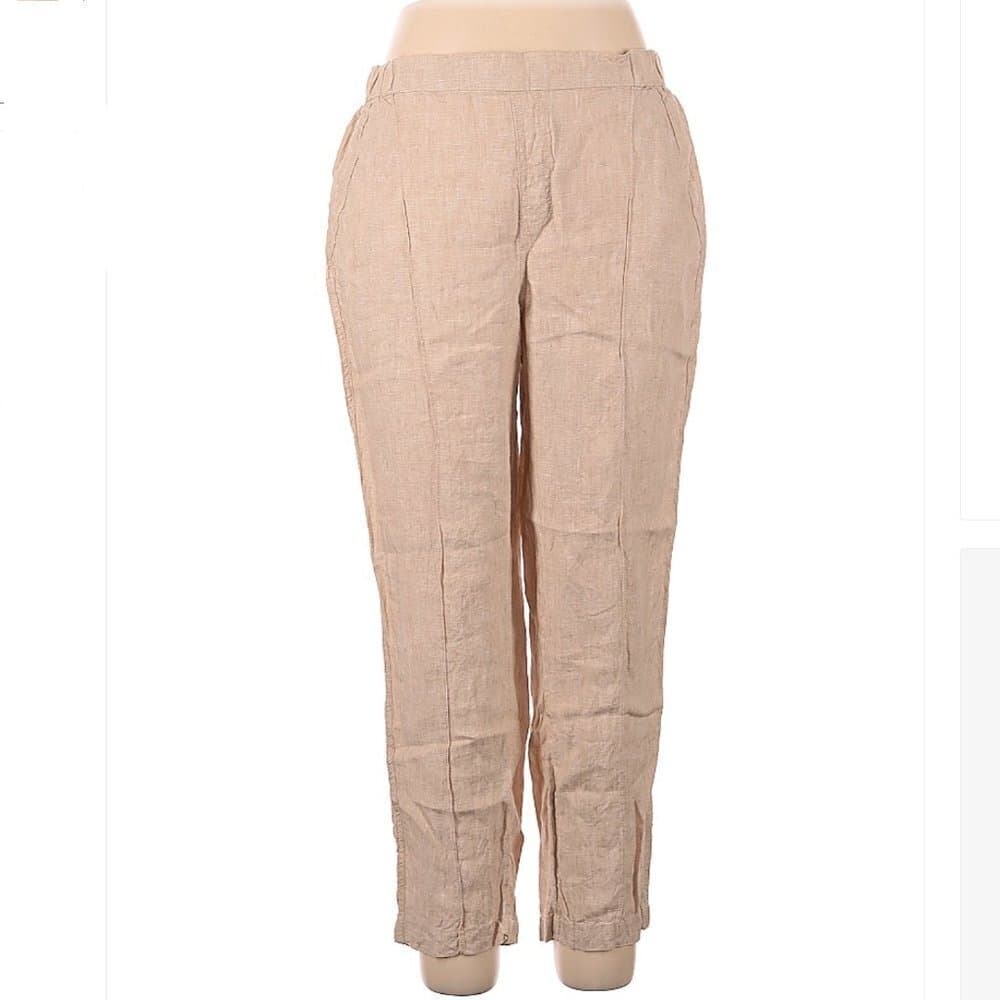 NICOLE Miller New York Tan Linen Pants Size XL