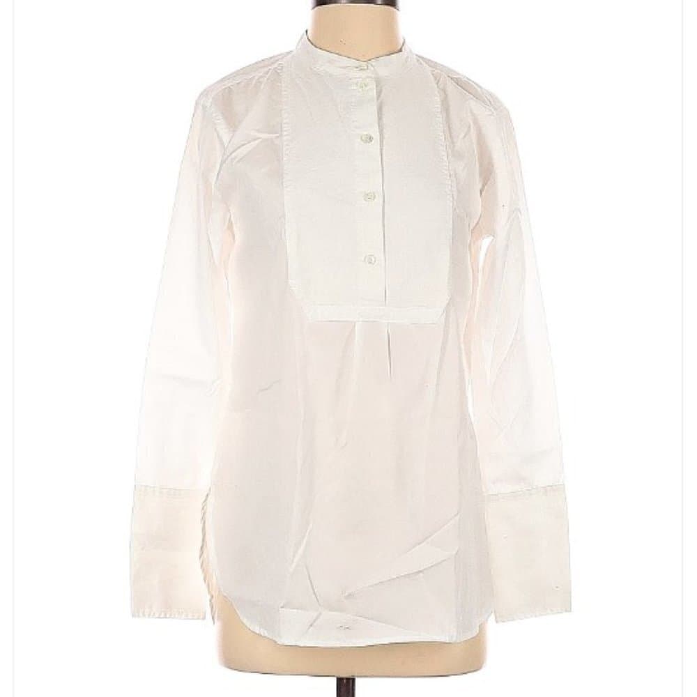 J.CREW White Long Sleeve Blouse Size 2
