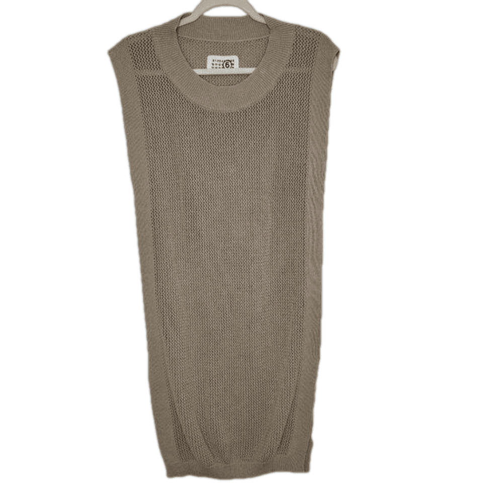 MM6 Martin Margiela Tan Sleeveless Long Knit crocheted Sweater Vest Sz Italy M