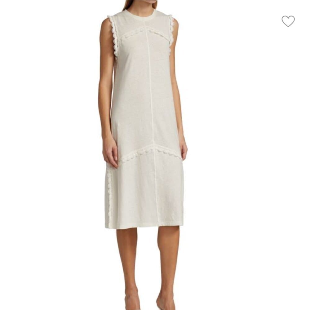 DEREK Lam 10 Crosby Size L White Lowell Sleeveless Summer Midi Dress Coastal