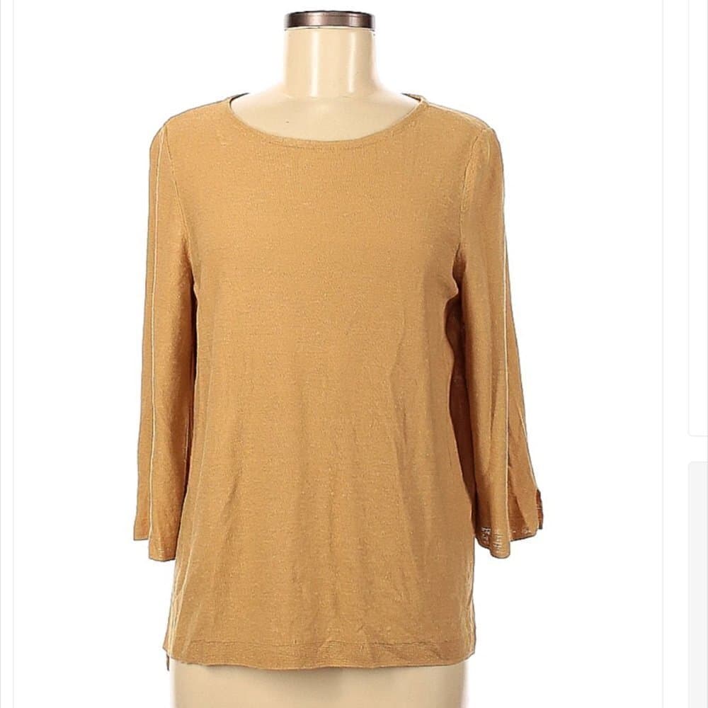 J.JILL Tan Linen Pullover Sweater Size M