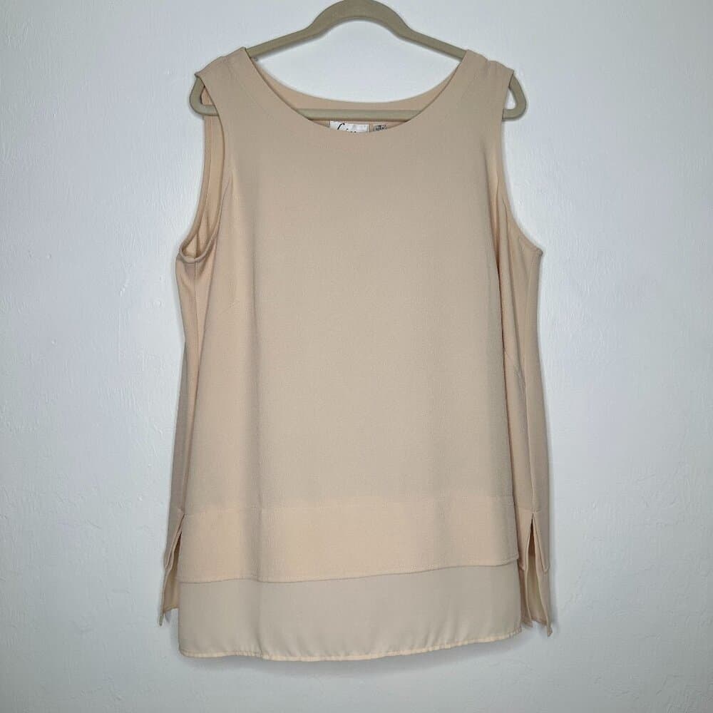 Linea by Louis Dell'Olia Tan Sleeveless Top Size 1X