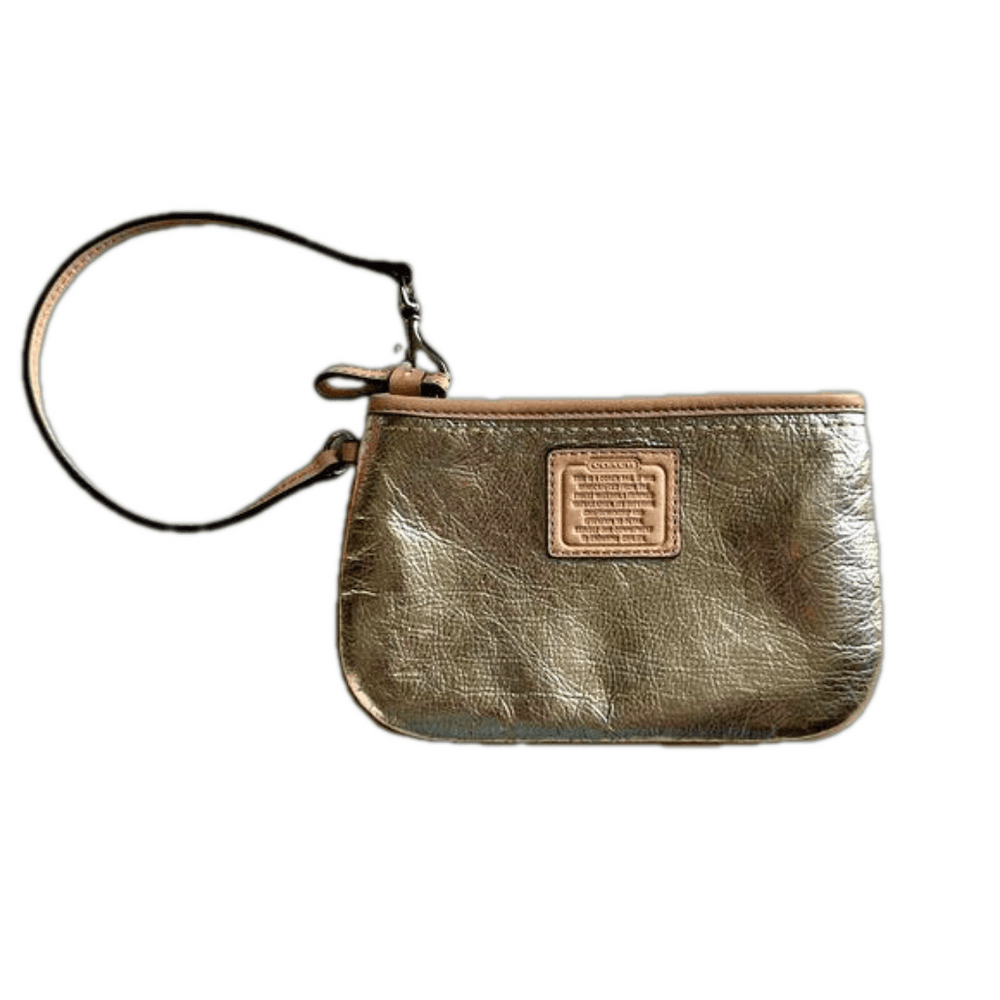 Silver leather mini bag Coach, fancy party clutch purse, shoulder small bag