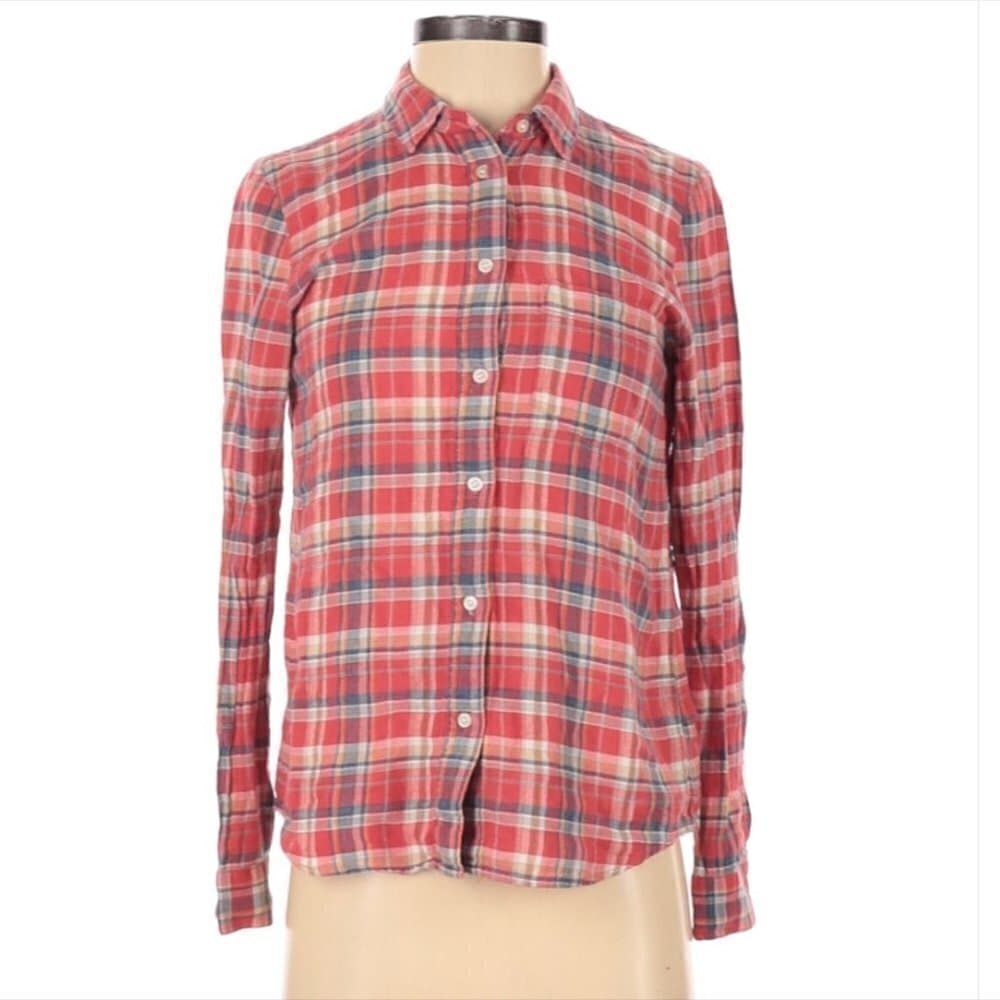 Madewell classic long sleeve red plaid button-Down shirt size XS
