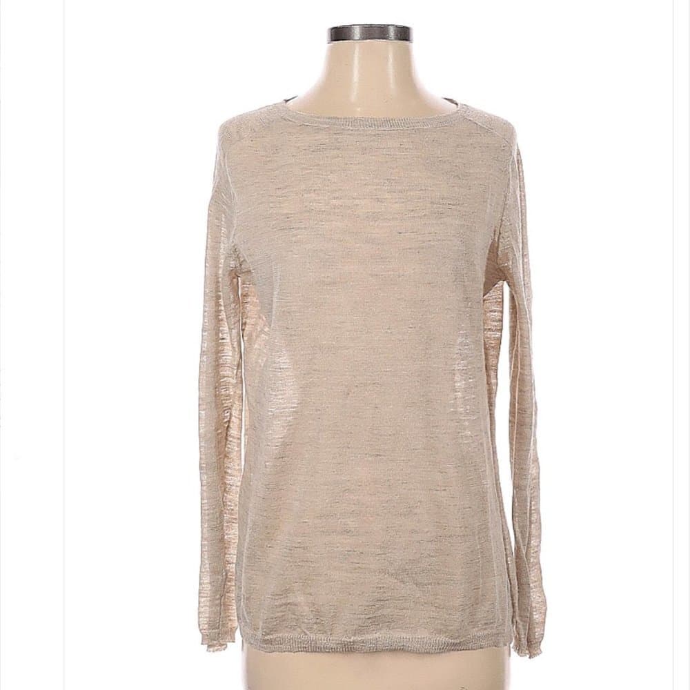 HALSTON Heritage Oatmeal Tan Lightweight Pullover Sweater Size S