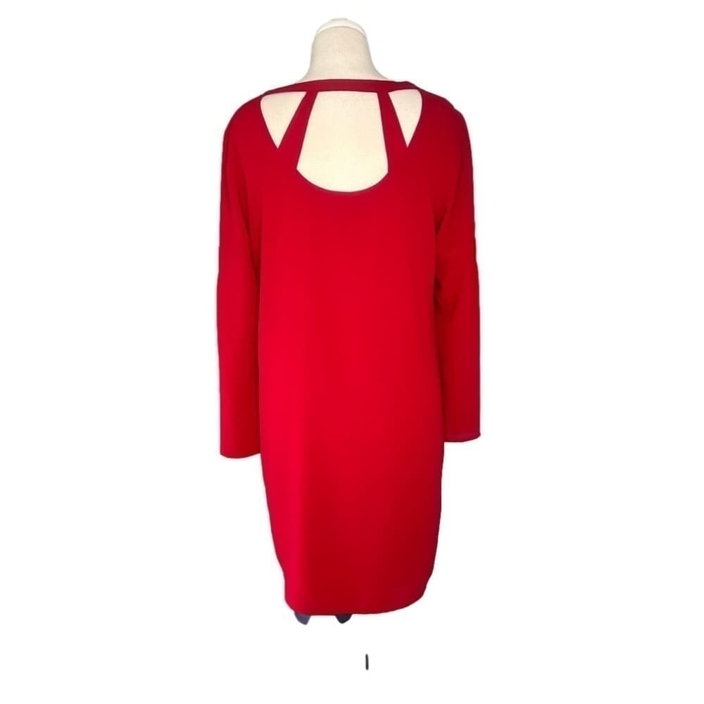 SKIES Are Blue Red Shift Long Sleeve Solid Dress Size L