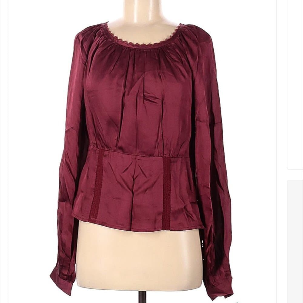 Nwt Tularosa Long Sleeve Maroon Blouse Size M