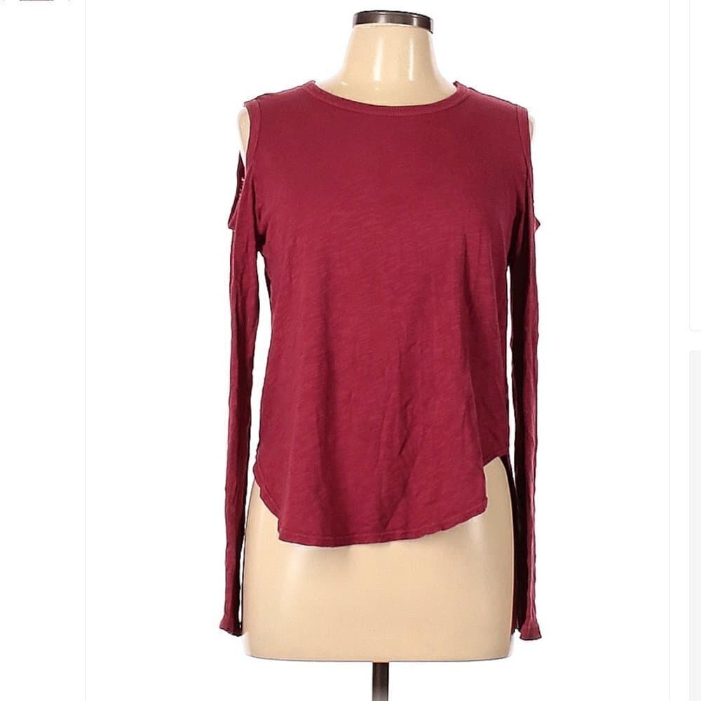 WILT Red Cold Shoulder Long Sleeve Top Size L