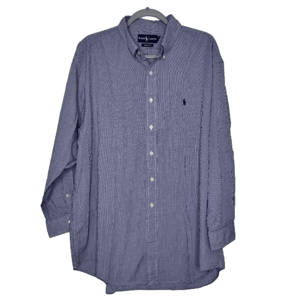 Ralph Lauren Purple Gingham Men's Long Sleeve Dress Shirt Size 17 1/2 32/33