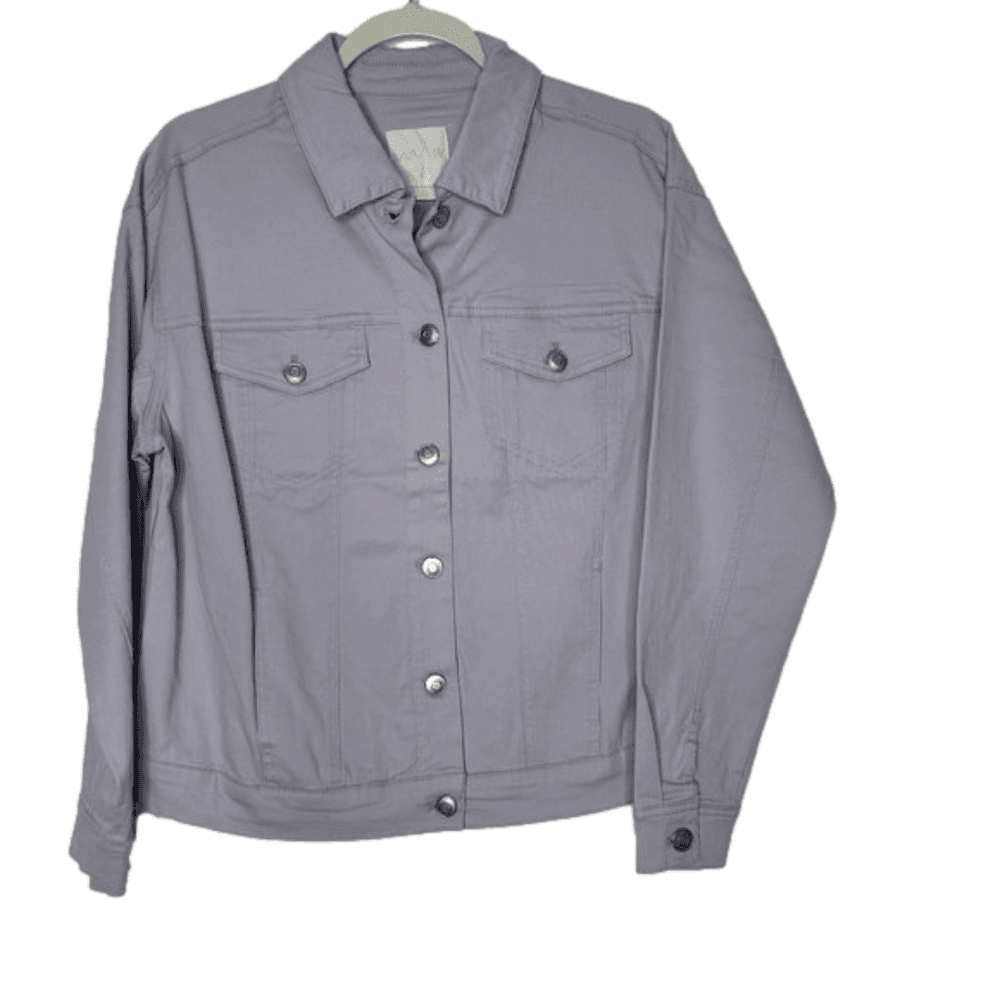 Wavvy Jacket Women Size M Purple Cotton Long Sleeve Pocket Collared Button Down