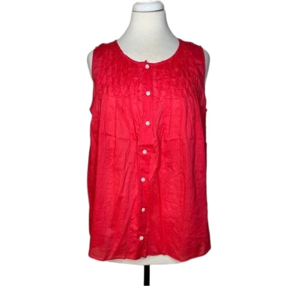 J. Crew Smocked Pink Top sleeveless #43087 summer button front $88 Size 14