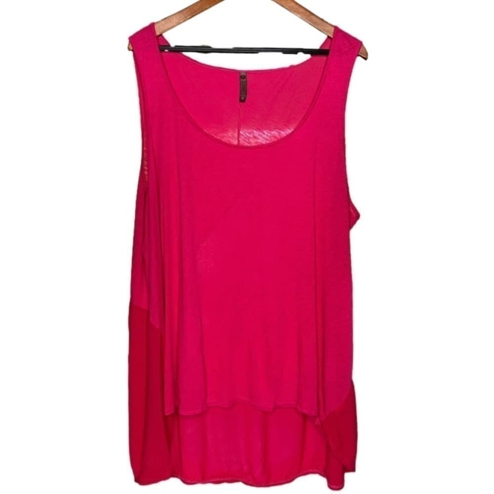 XCVI Mixed Media Pink Sleeveless Tank Top Size 2X Beach Summer Vacation