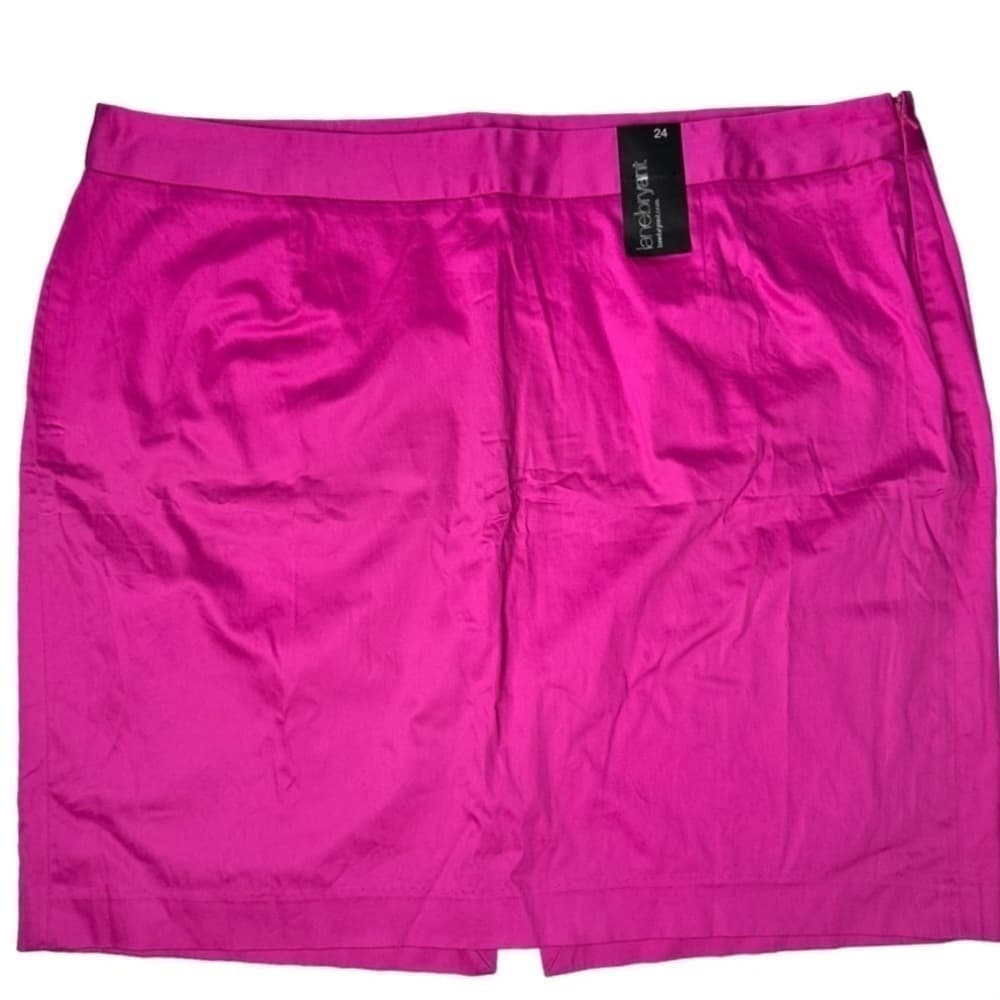 Lane Bryant Sz 24 Bright Pink Pencil Skirt Office Pin Up Flirty Barbie NEW
