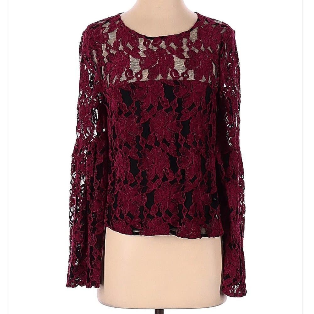 CUPCAKES & Cashmere Pink & Black Long Sleeve Blouse Size S