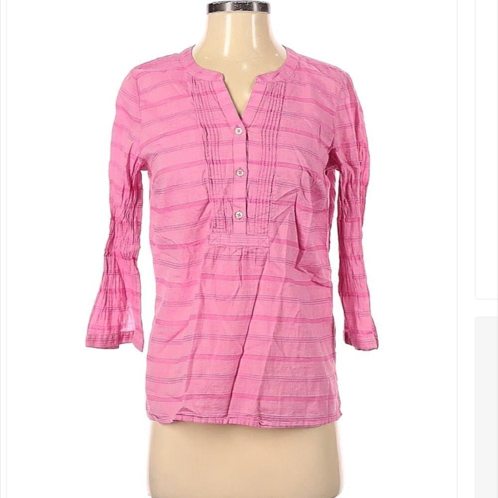 Talbots Pink 3/4 Sleeve Button-Down Shirt Size S (Petite)
