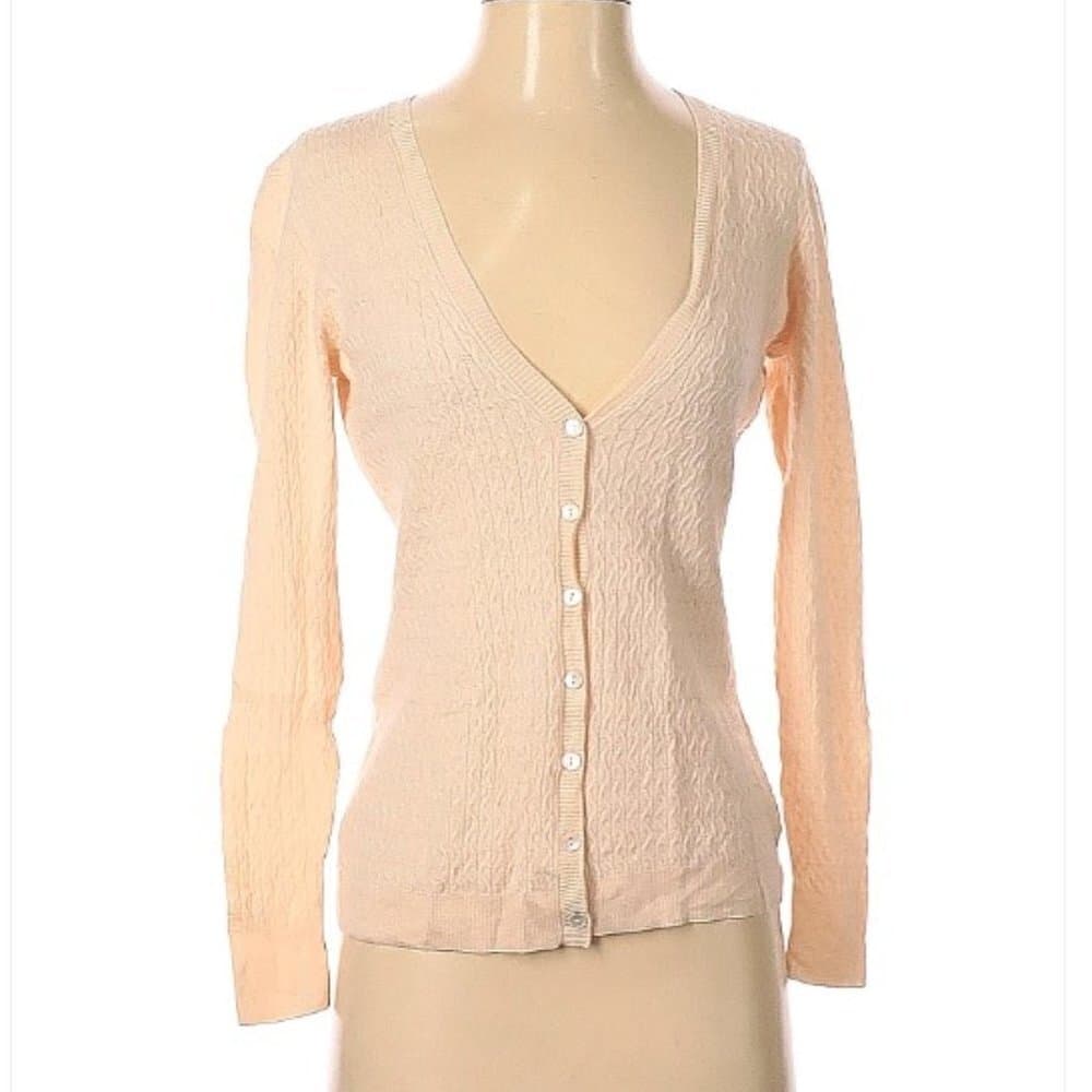 Lafayette 148 New York Pink Cableknit Cardigan Size P