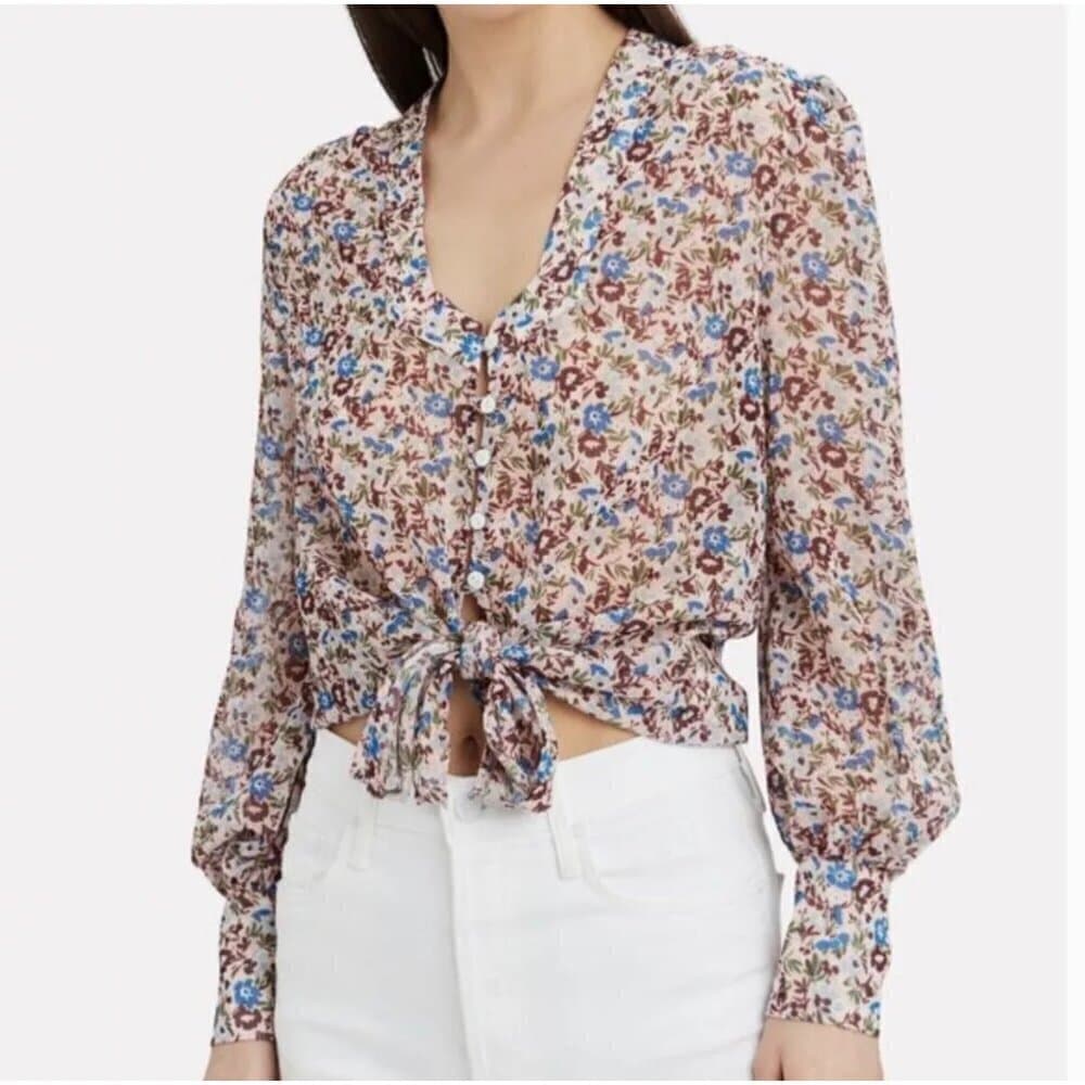 The East Order Womens Pink Floral Print Button Front Blouse Shirt Size S
