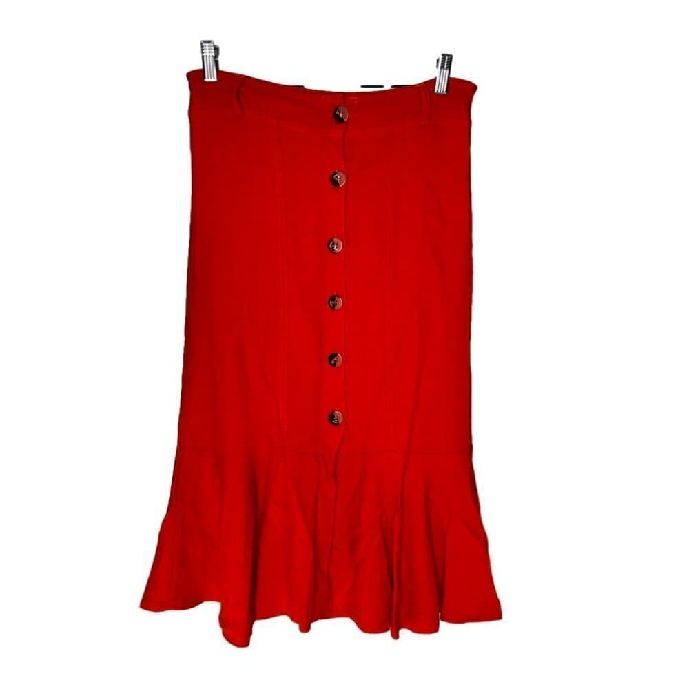 NWT Nega Maluca Viscose Orange Button Up Midi Skirt Size P