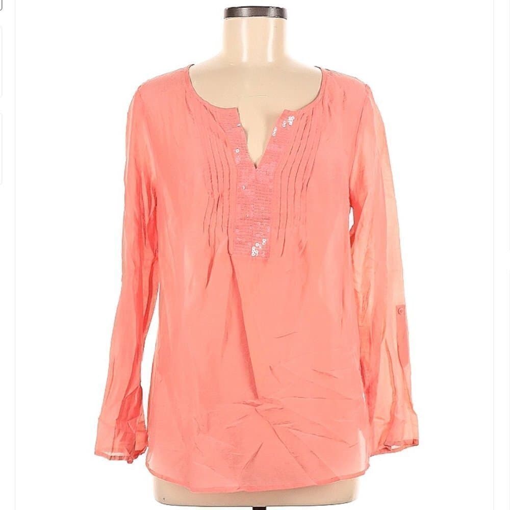 EXPRESS Orange Sequin Long Sleeve Blouse Size M