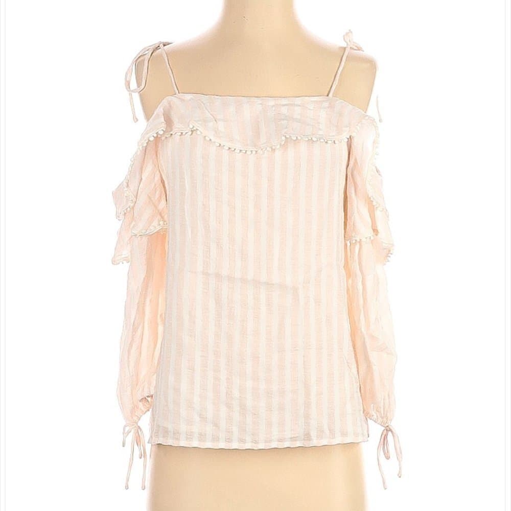 CECE Long Sleeve Cold Shoulder Blouse Size S