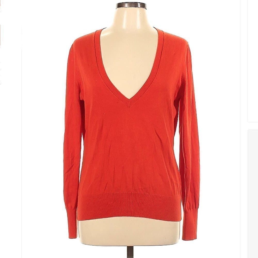 BANANA Republic Orange V-Neck Pullover Sweater Size L