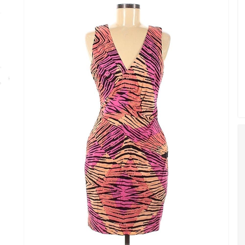 TRACY Reese Sleeveless Pink & Orange Party Dress Size 8