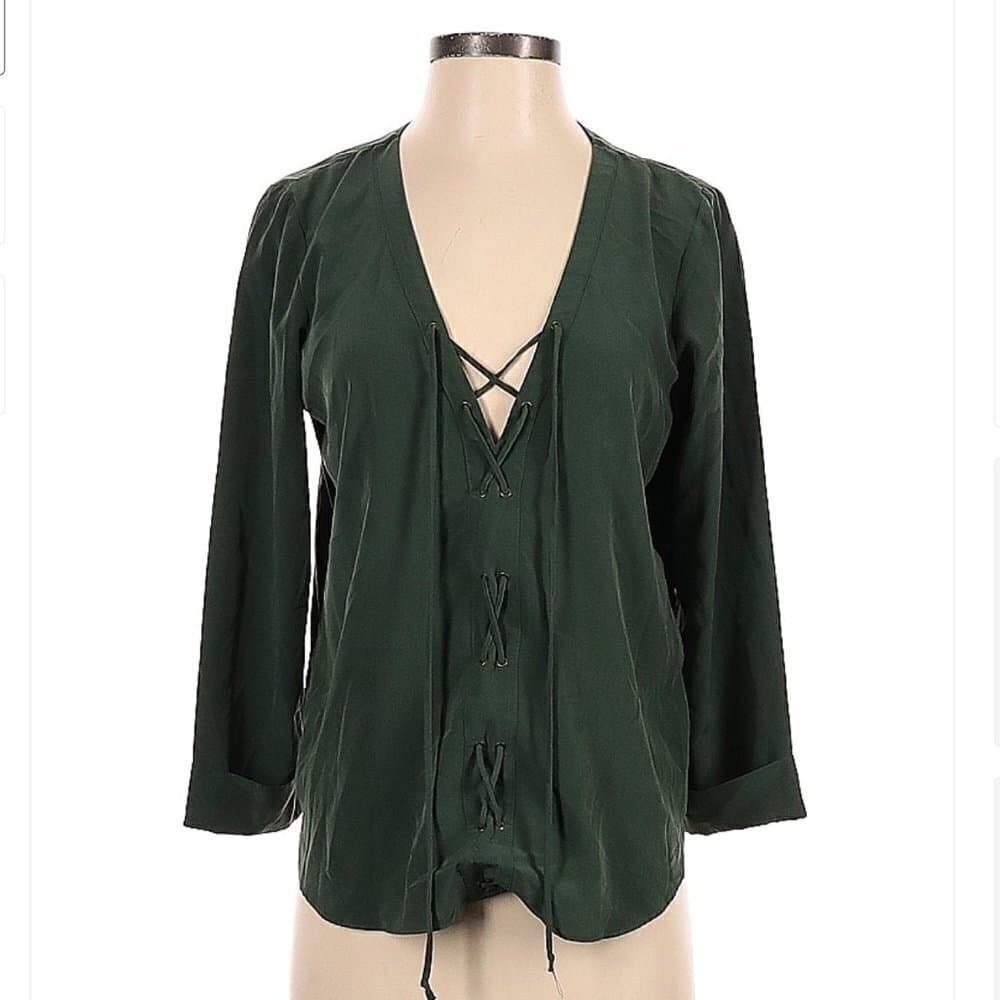 RORY Beca Green Long Sleeve Blouse Size S