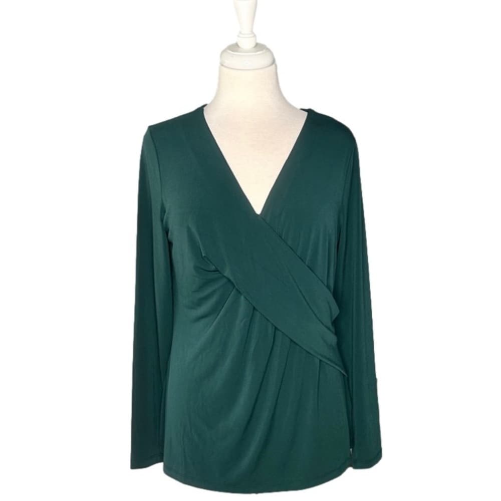 J Jason Wu Green Faux Wrap Long Sleeve Top Size M