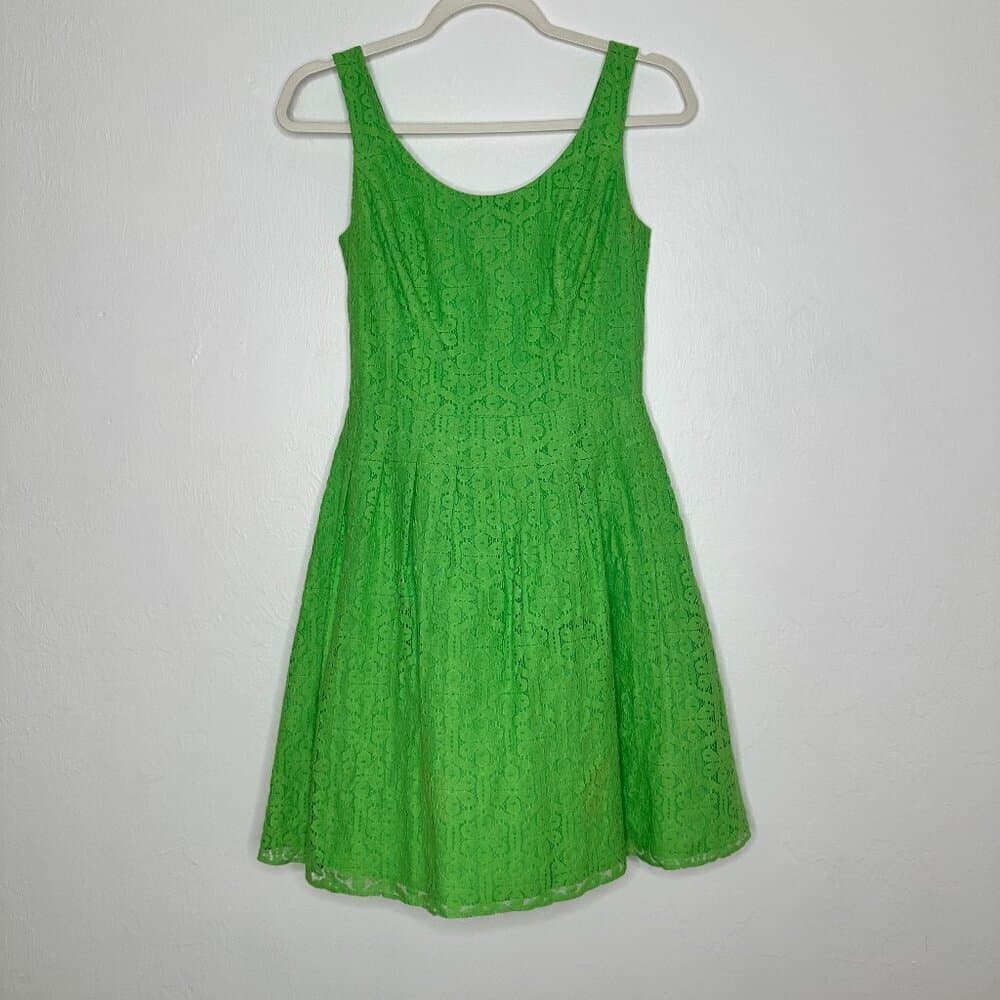 Lilly Pulitzer Women's Sleeveless Lace Overlay Green Dress Size 00