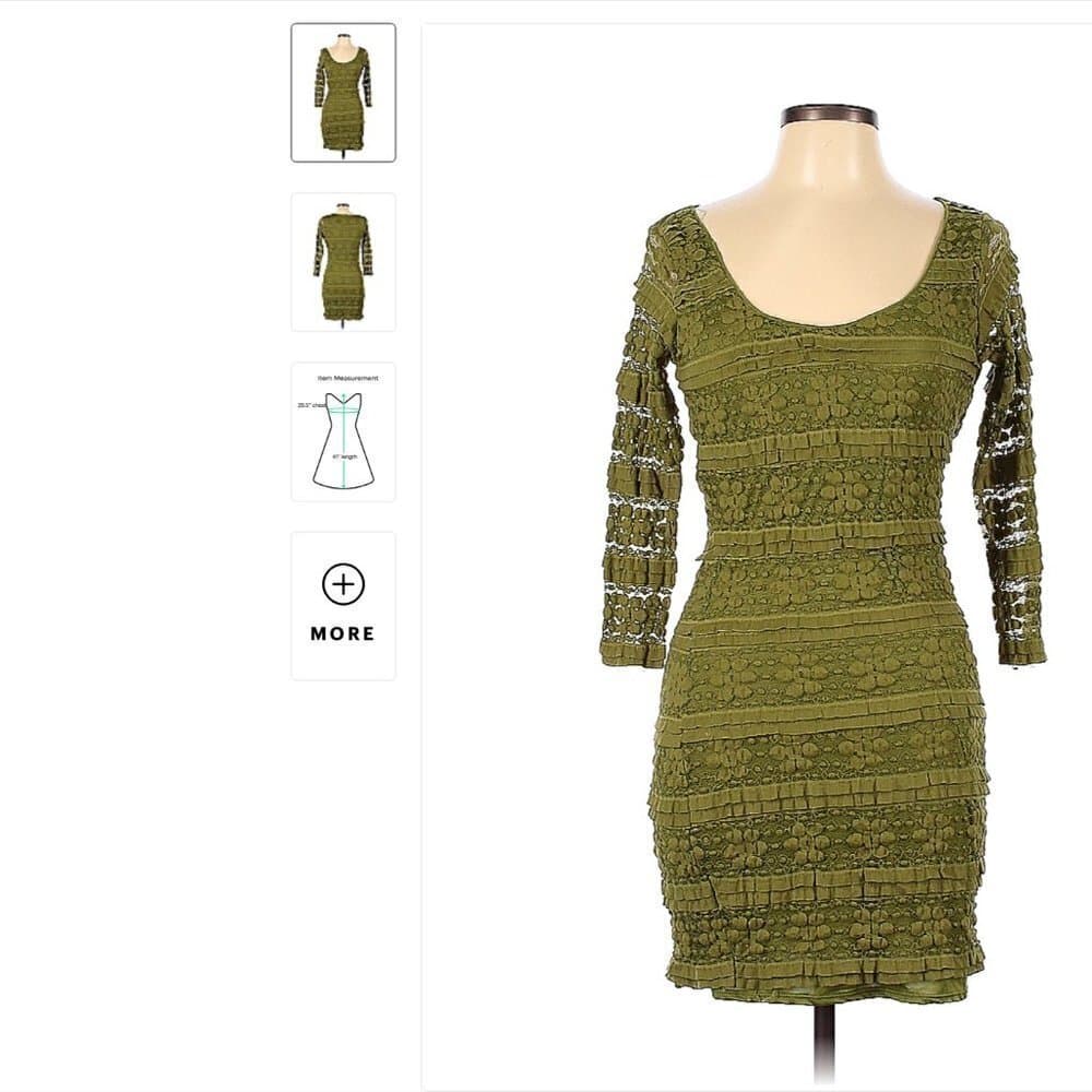 MAX Studio Green Ruffle Dress Size L Lace Boho Festival Artsy Bodycon