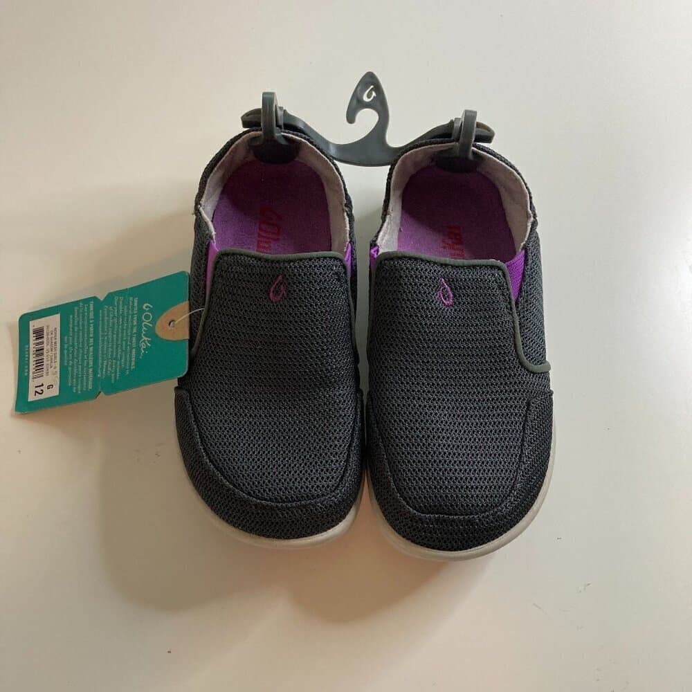 Olukai Nohea Gray Mesh Girls Slip On Comfort Casual Shoes Loafers Size 12 NEW