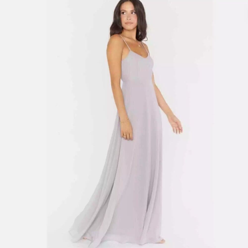 NWOT SHOW ME YOUR MUMU Faith Maxi Dress Dove Grey Chiffon XXS