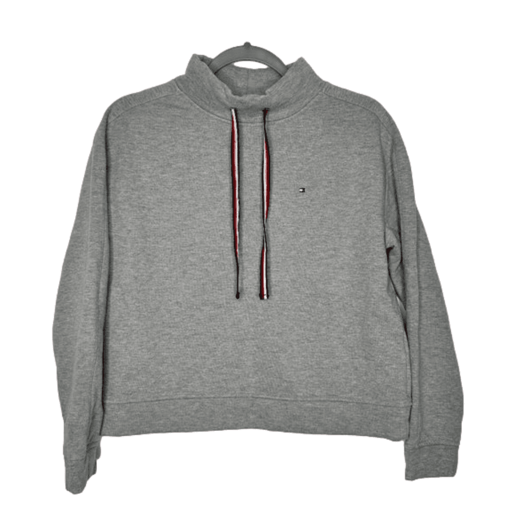 Tommy Hilfiger Gray Mock Neck Crop Sweatshirt Size S