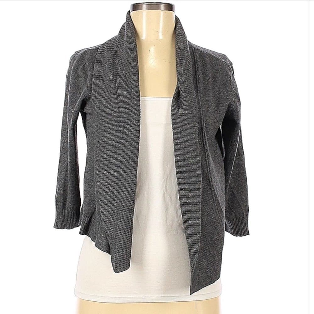 89th & Madison Gray 3/4 Sleeve Open Cardigan Size M