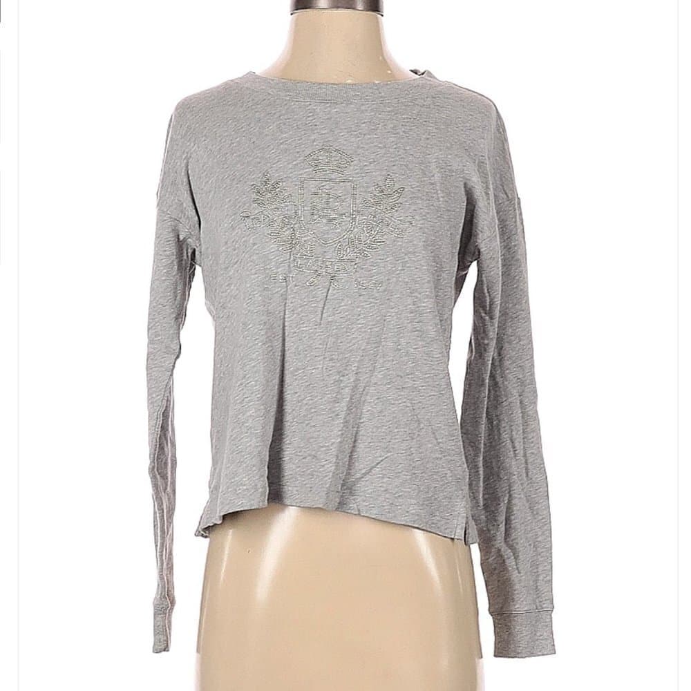 LAUREN by Ralph Lauren Gray Embellished Sweatshirt Size XS