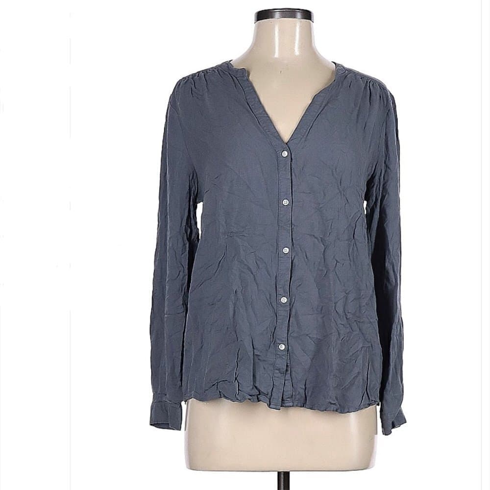 Soft Joie Gray Long Sleeve Button Up Blouse Size L