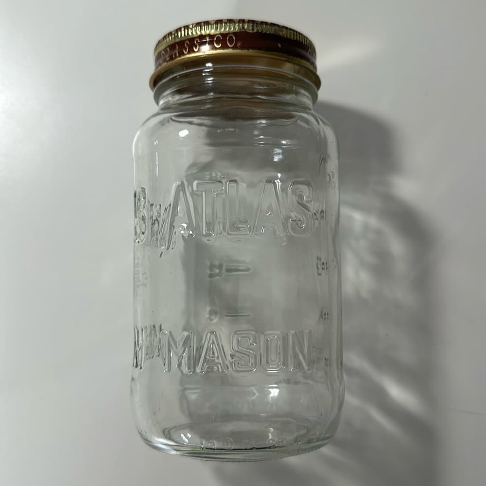 Atlas Mason Jar Square w/ Metal Twist Lid Top Classico 6.5" Durable Strong Glass