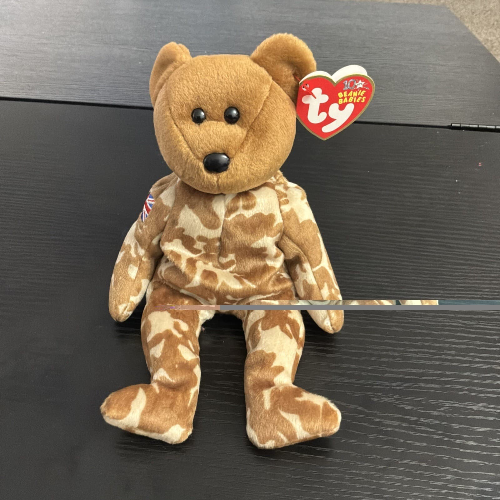 TY Beanie Baby HERO the Military Bear UK 2003 Exclusive Version British Flag