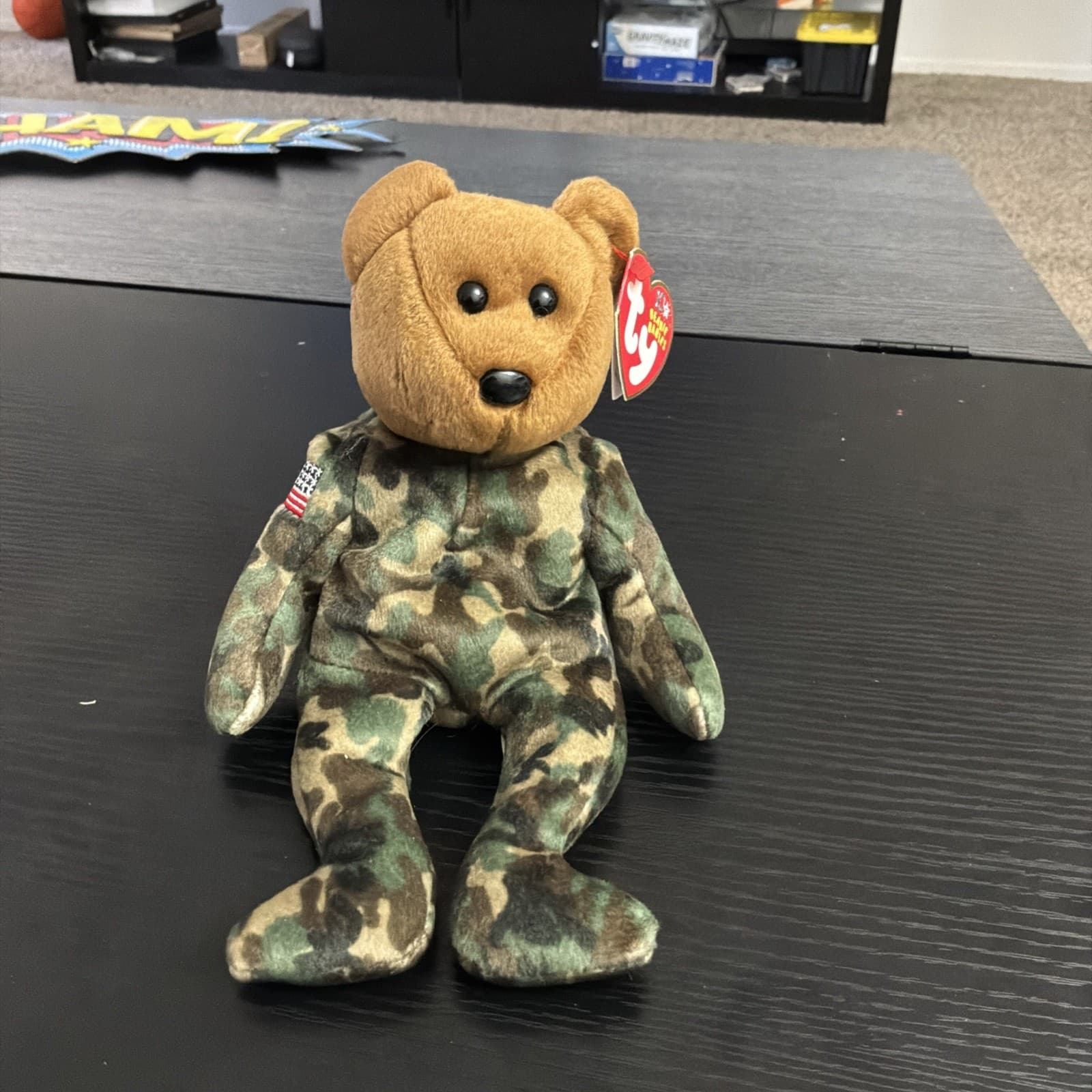 TY Beanie Baby - HERO the USO Military Bear (w/ US Flag on Arm) (8.5 inch) MWMTs