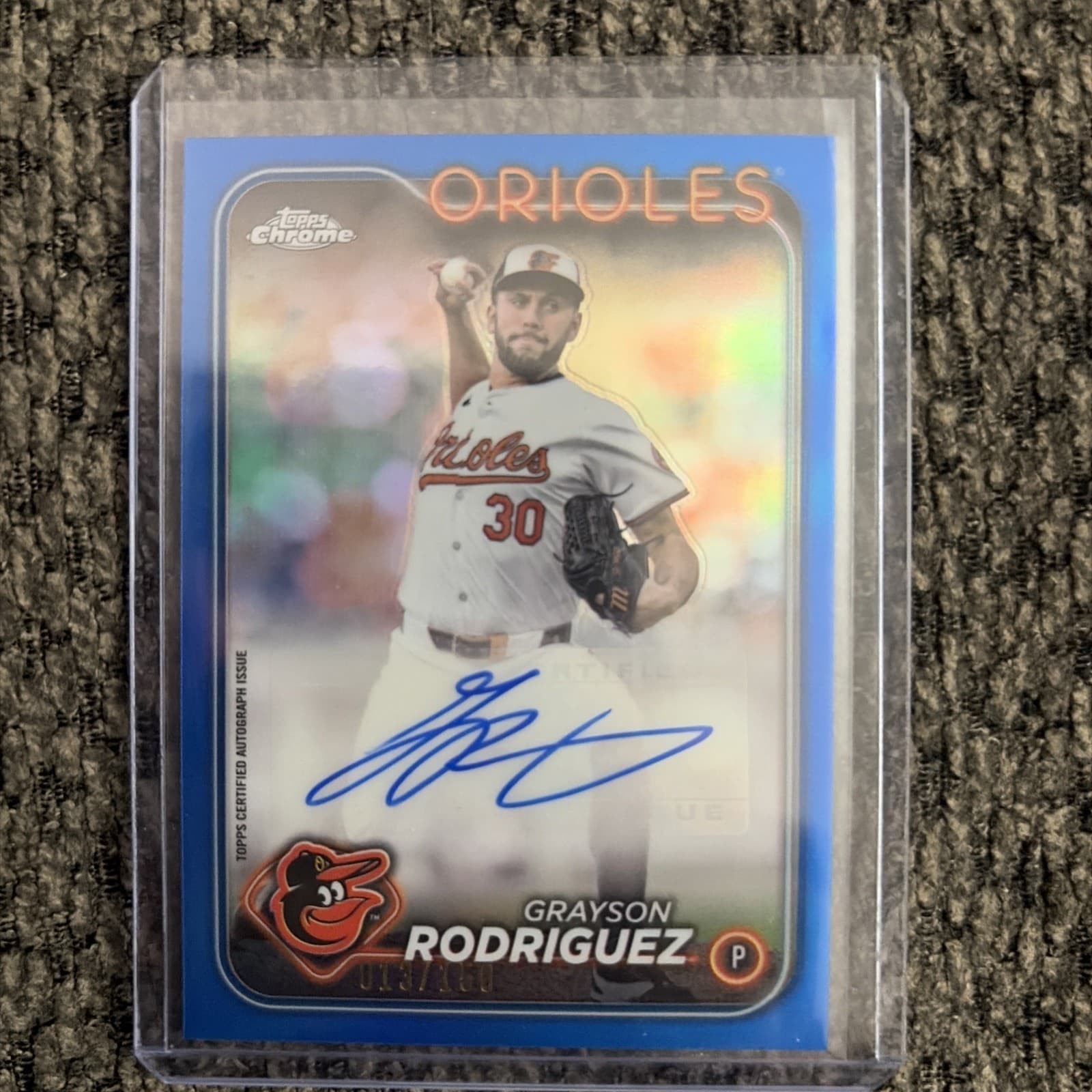 2024 Topps Chrome Update Grayson Rodriguez #AC-GR Blue Refractor Auto 013/150