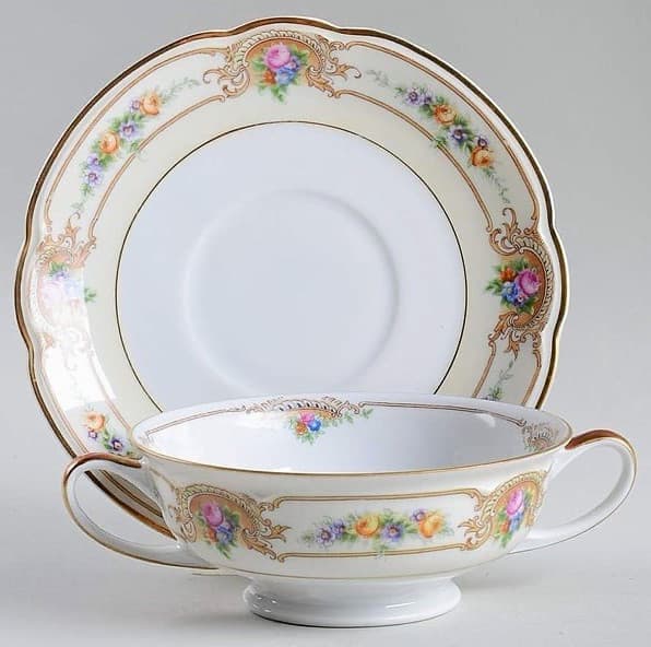 Hutschenreuther The Ascot footed Soup bowl and 3 saucer plates