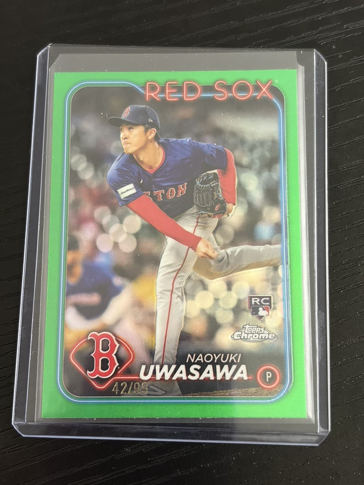 Naoyuki Uwasawa 2024 Topps Chrome Update Green Refractor RC 42/99 SGC 10 Red Sox