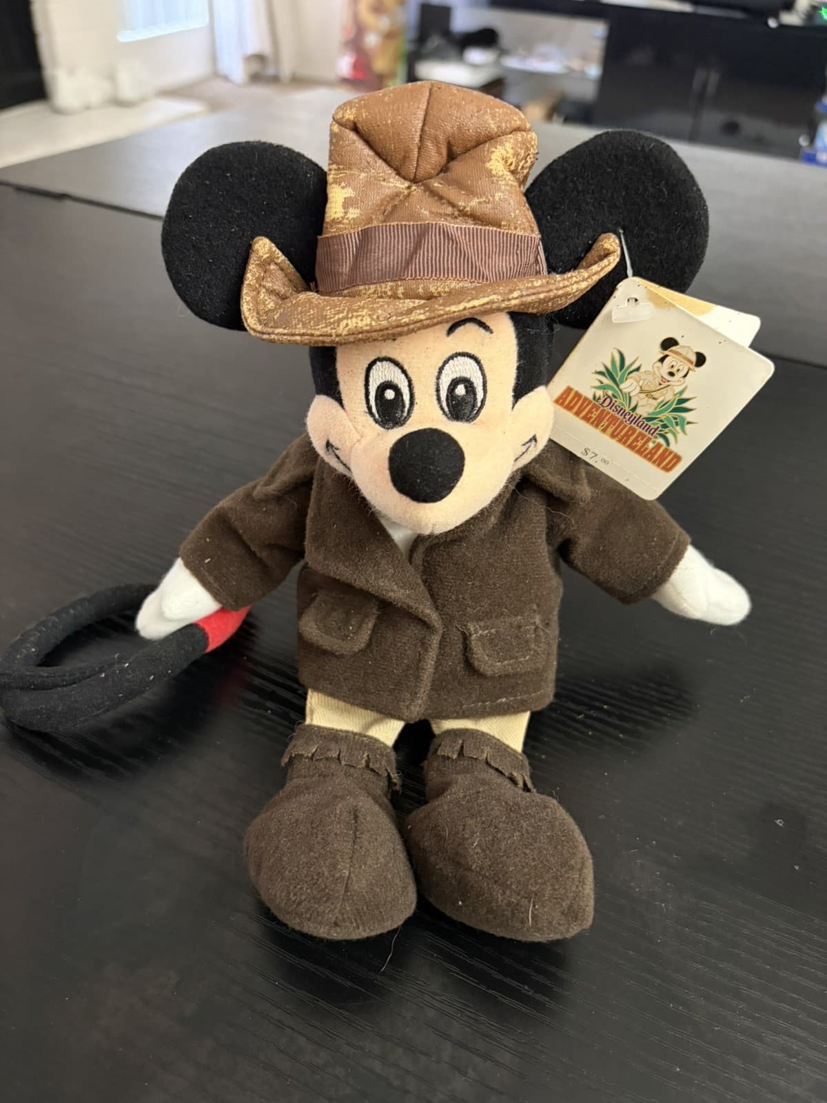 Disney Mickey Mouse Adventurer Mini Bean Bag Plush 9" Indiana Jones NWT Vintage