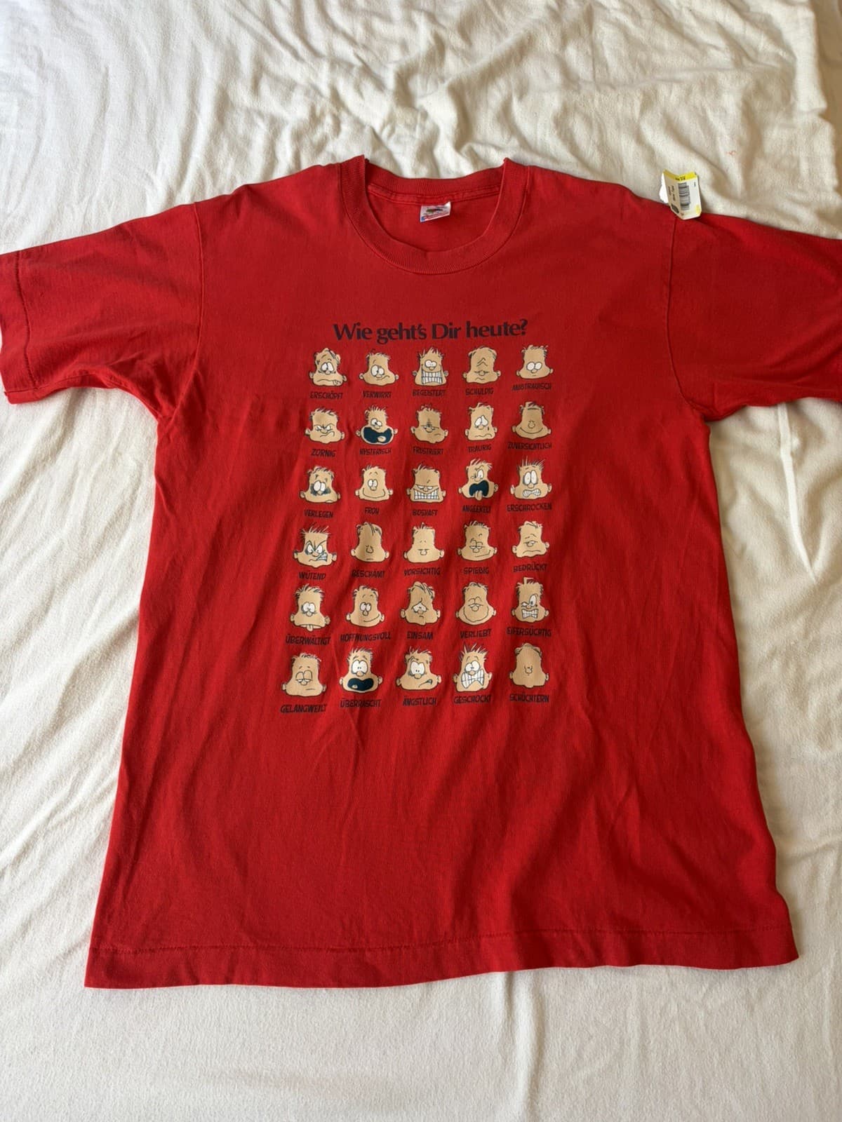 Vintage German How Are You Today Sz L T-Shirt Single Stitch Fruit of the Loom