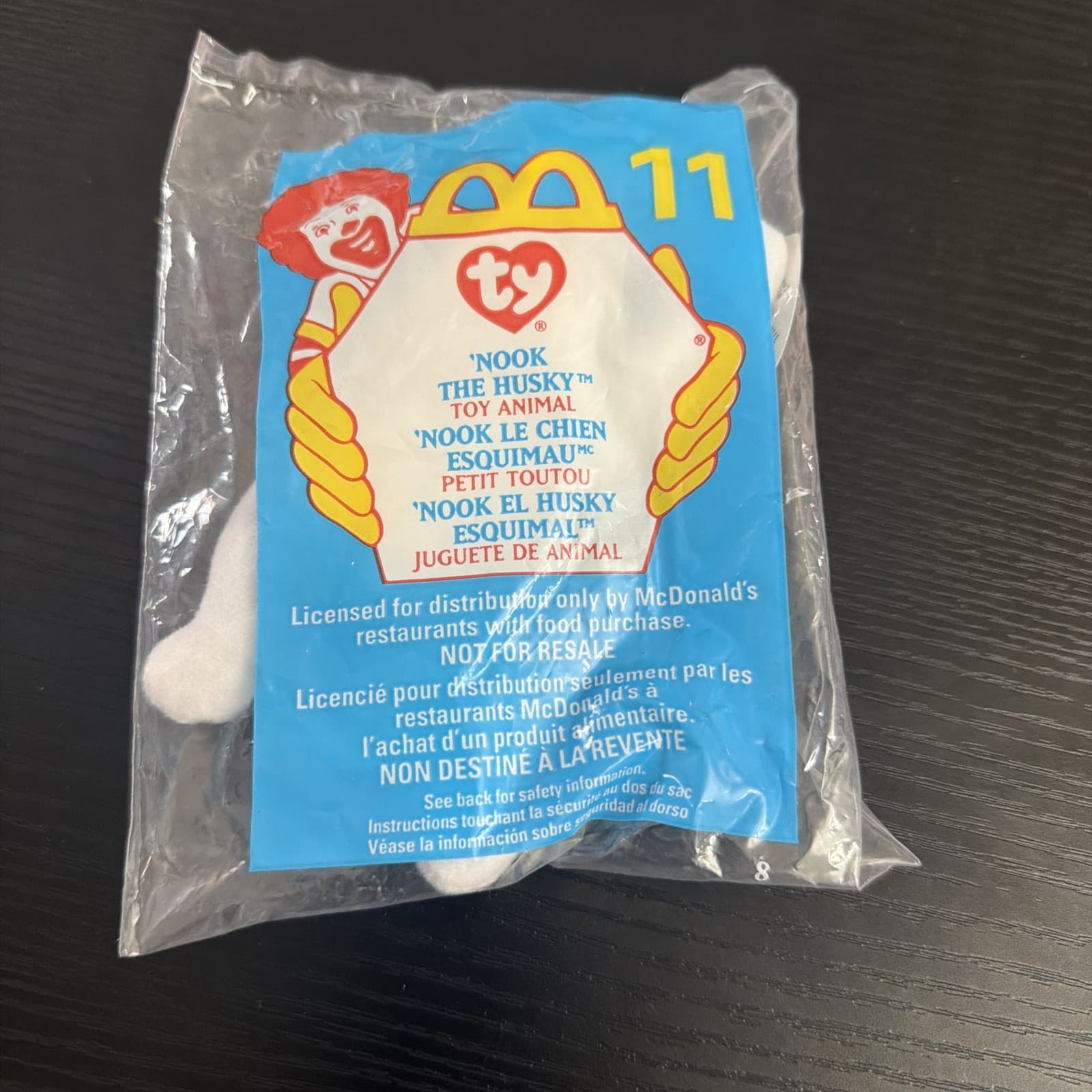Beanie Baby 1999 McDonald's Happy Meal Toy TY #11 NOOK THE HUSKY NIP NIB
