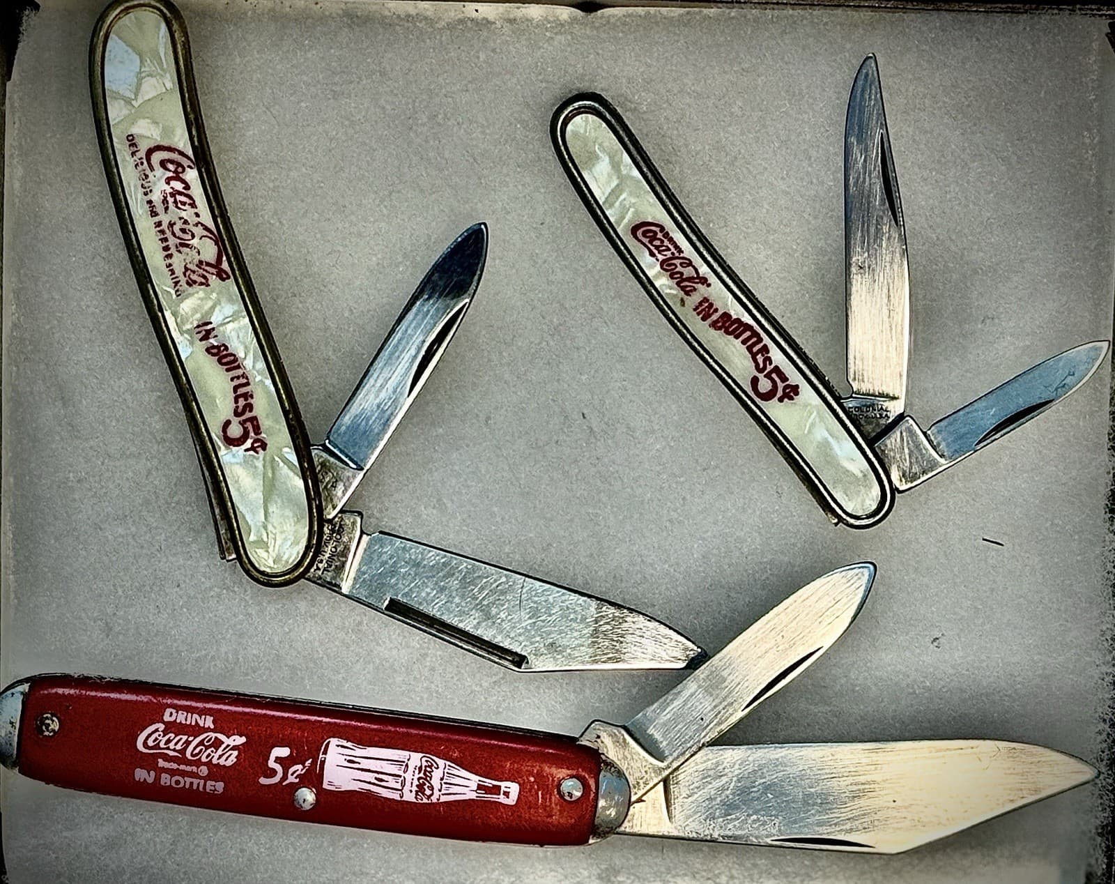 Vintage Coca-Cola Advertising Pocket Knives Lot of 3 Colonial Prov USA 1960s