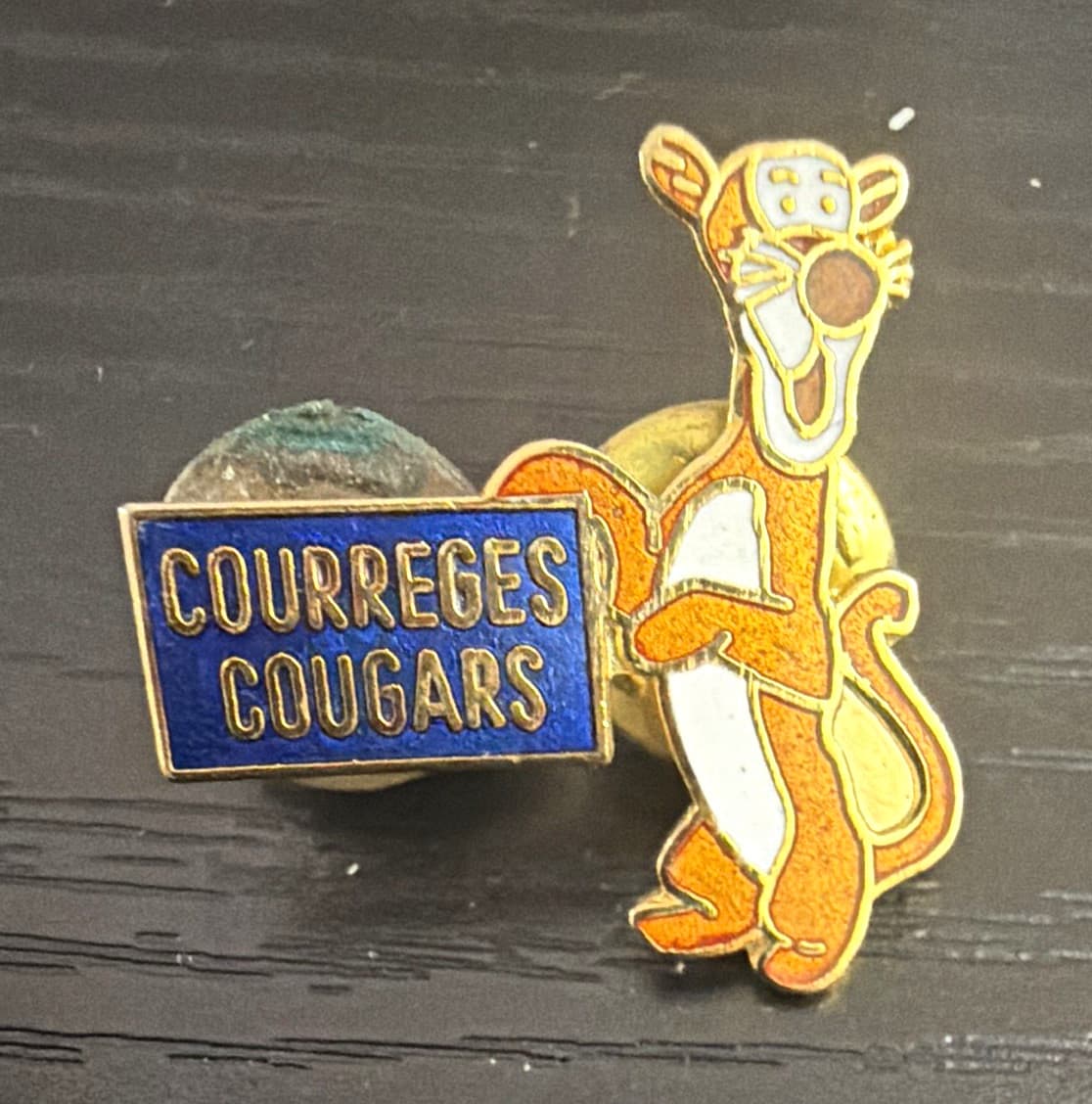 Courreges Cougars Cougar Mascot Sports Pinback Button Pinback Pin Button vintage