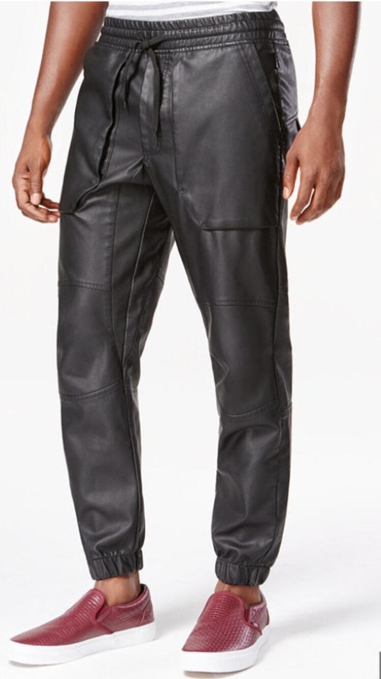 Ring Of Fire Faux Leather Biker Jogger Pants - XL